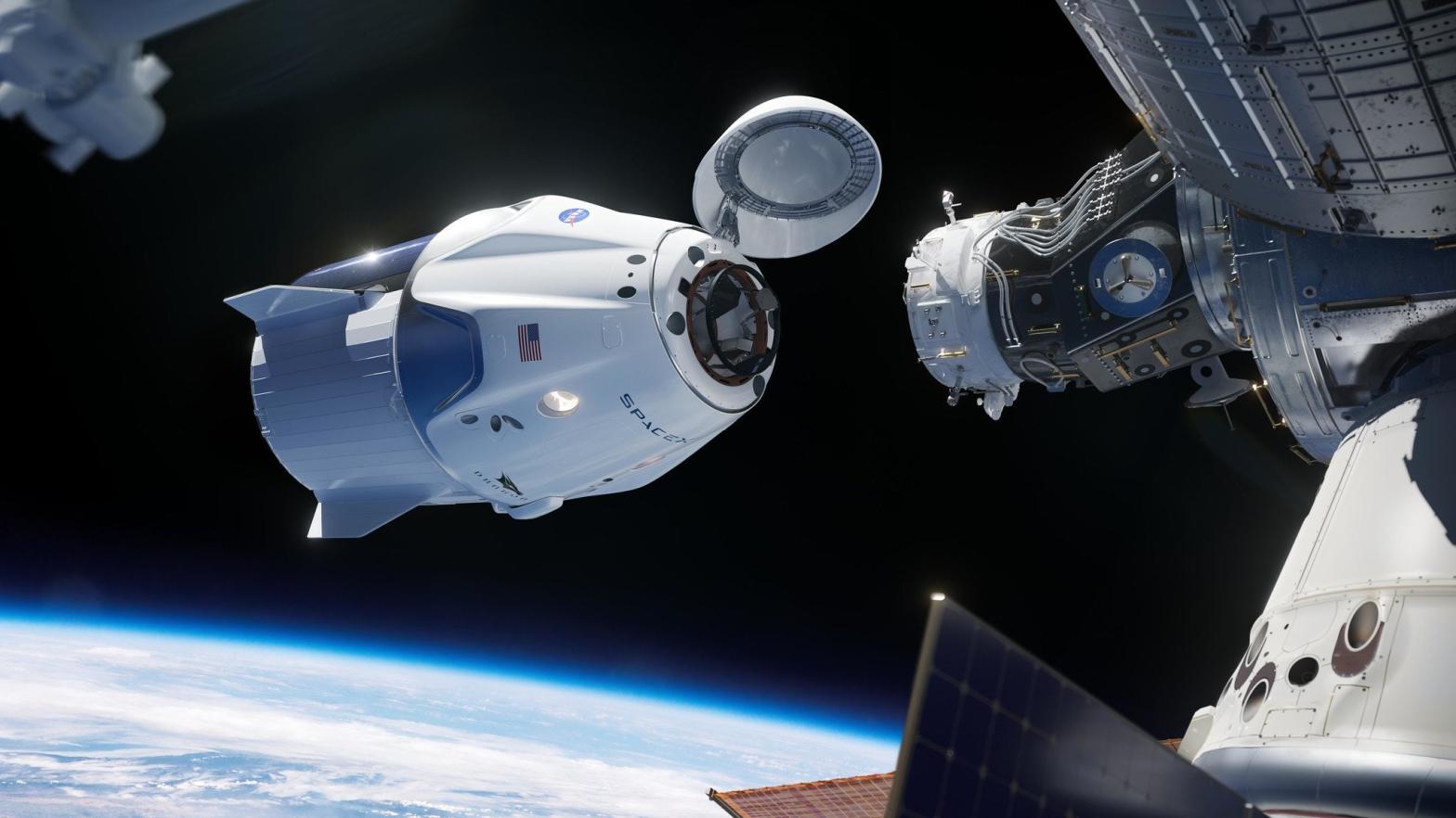 Artistic impression of Crew Dragon approaching the Harmony module at the ISS. (Image: NASA)