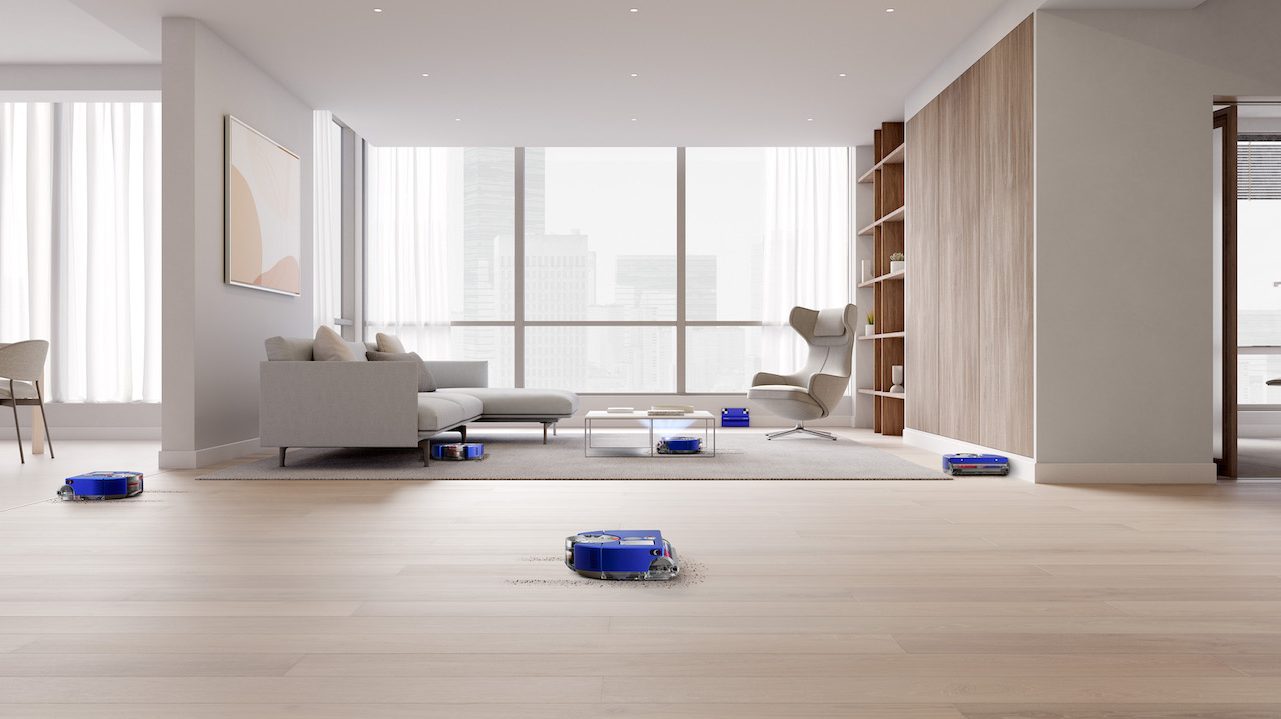 Dyson 360 Vis Nav robot vacuum cleaners in a living room space