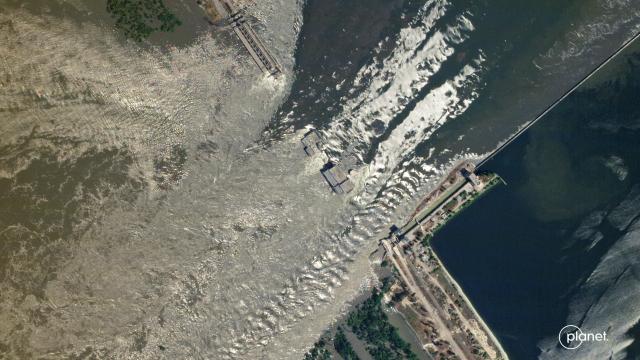 Before and After Satellite Imagery Reveal Extent of Ukraine Dam Collapse