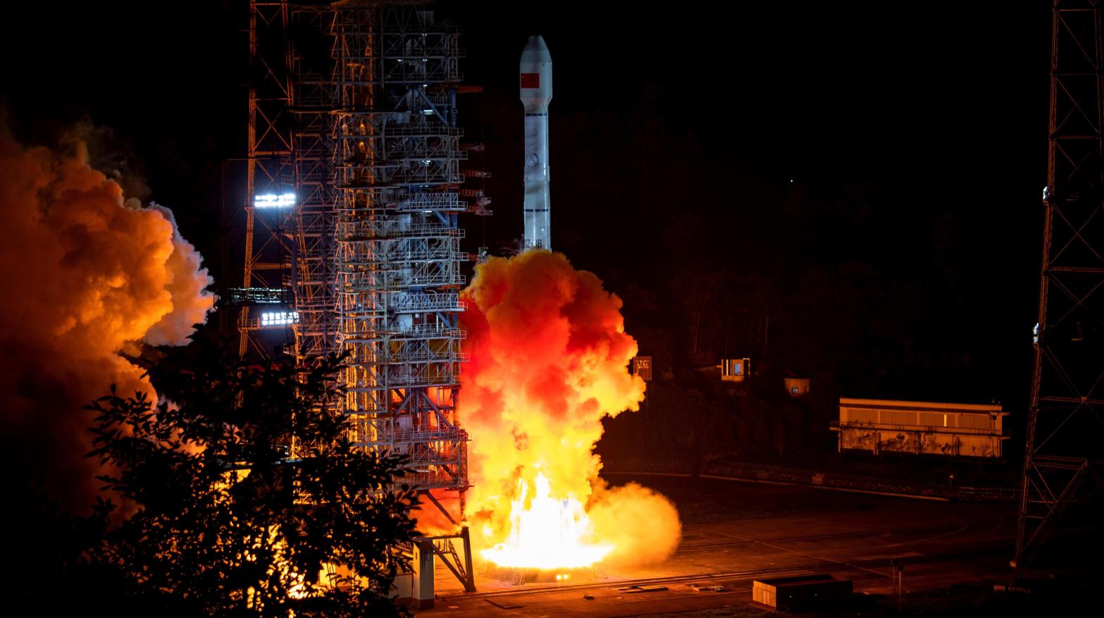 China's Long March-3B rocket launched from the Xichang Satellite Launch Centre in September 2019, carrying two satellites of BeiDou Navigation Satellite System. (Photo: Wang Xin, AP)