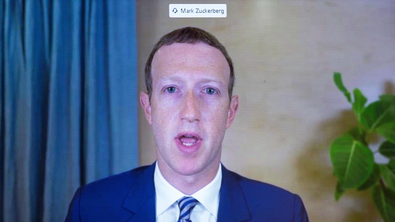 This screen photo from 2020 is from a real Mark Zuckerberg, we swear... we hope.  (Photo: Michael Reynolds-Pool, Getty Images)