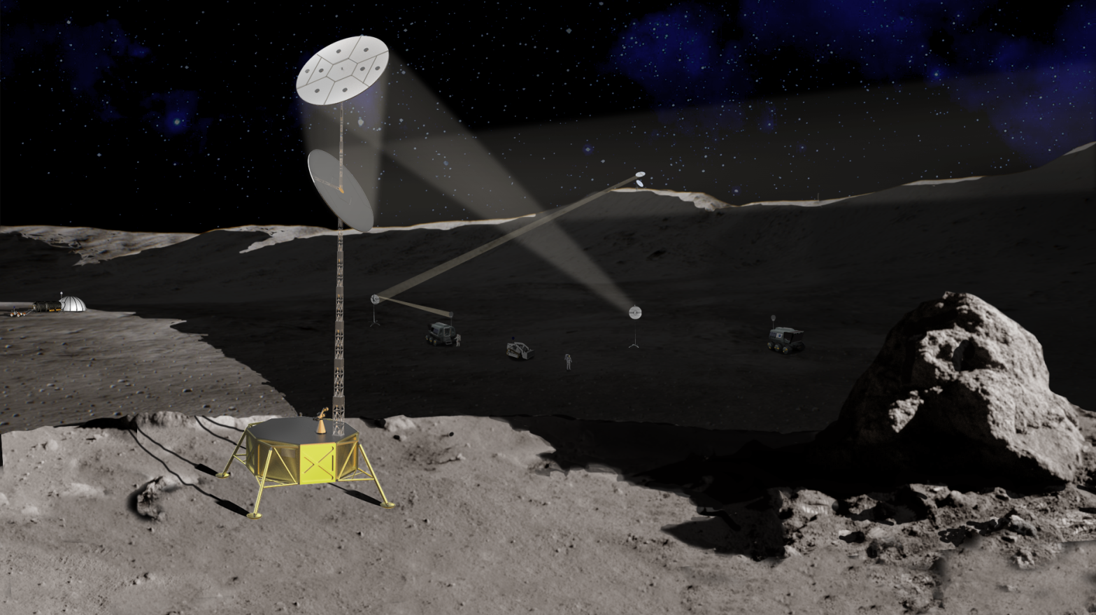 An illustration of Light Bender on the surface of the Moon. (Illustration: Maxar)