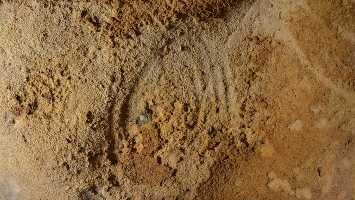 The suspected Neanderthal artwork found in a French cave. (Photo: Marquet et al., PLoS One 2023)