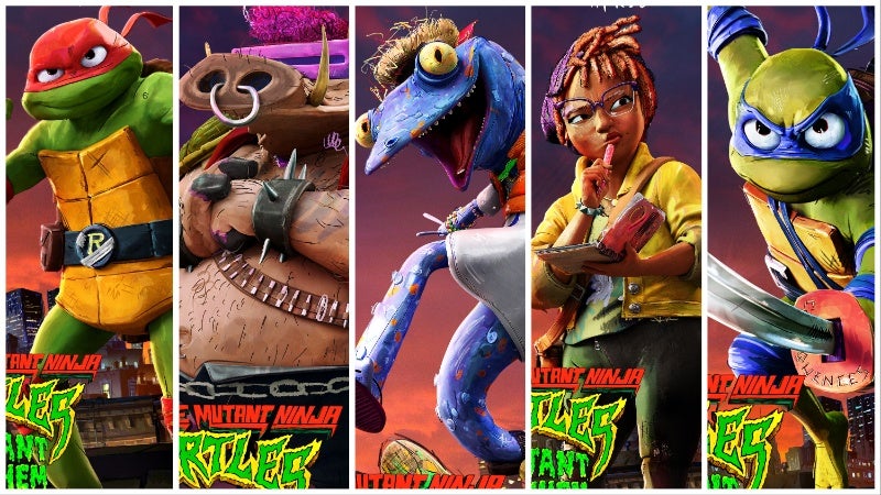 A few examples of the killer character posters for TMNT: Mutant Mayhem. (Image: Paramount)