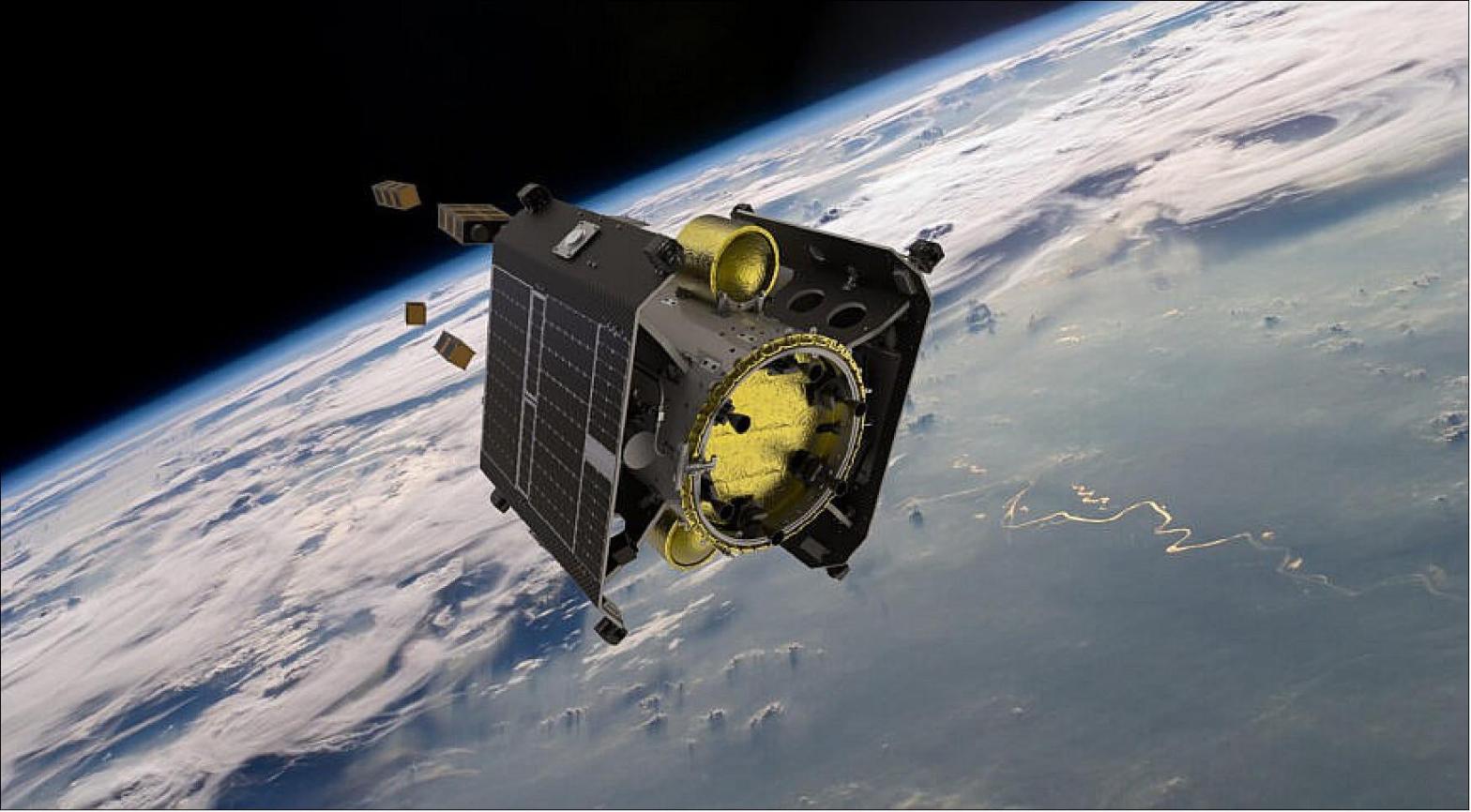 Artist's depiction of D-Orbit ION satellite, which hosts ODIN Space's experimental sensor.  (Image: D-Orbit)