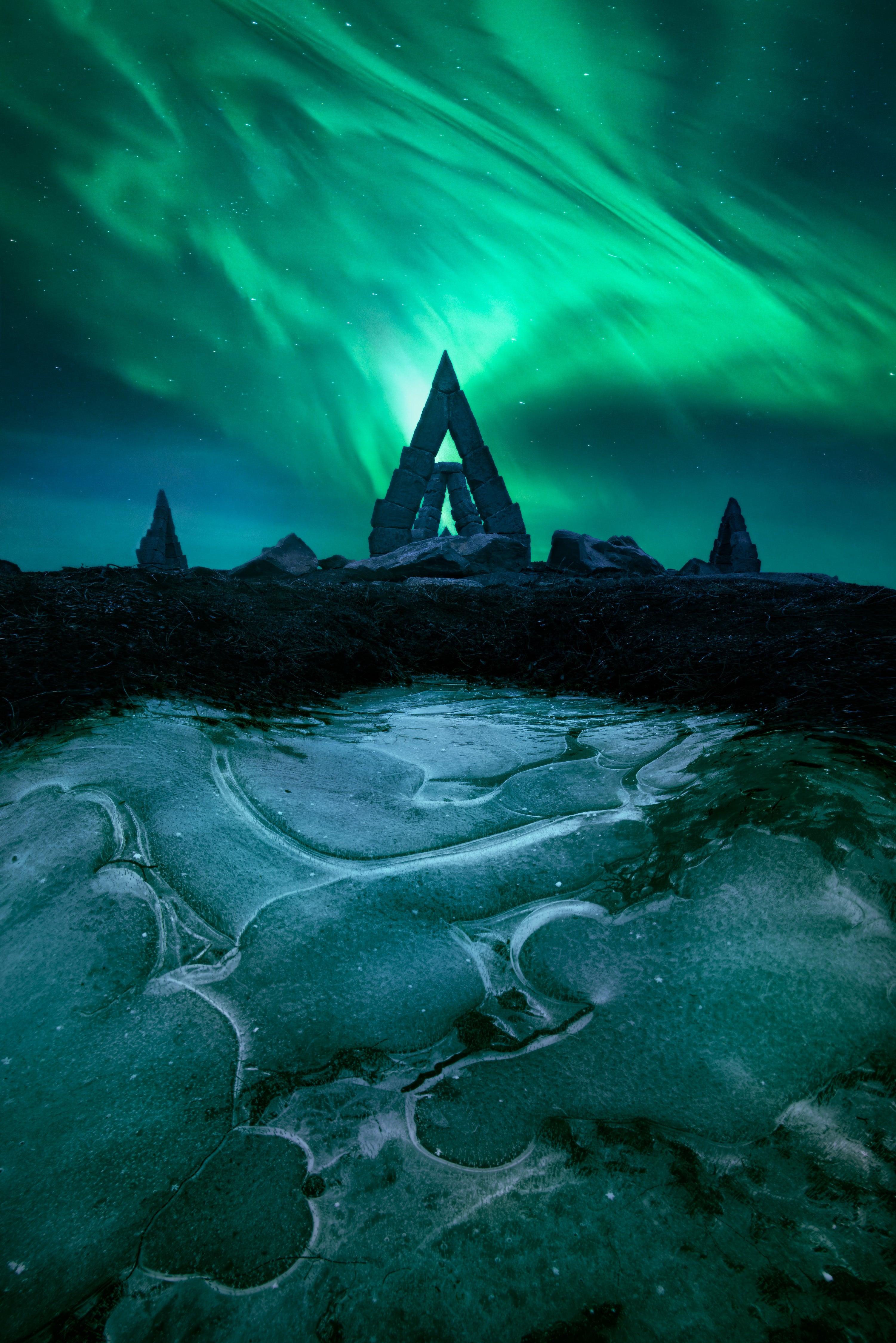 The Northern lights over Arctic Henge. (Photo: Daniel Viñé Garcia)