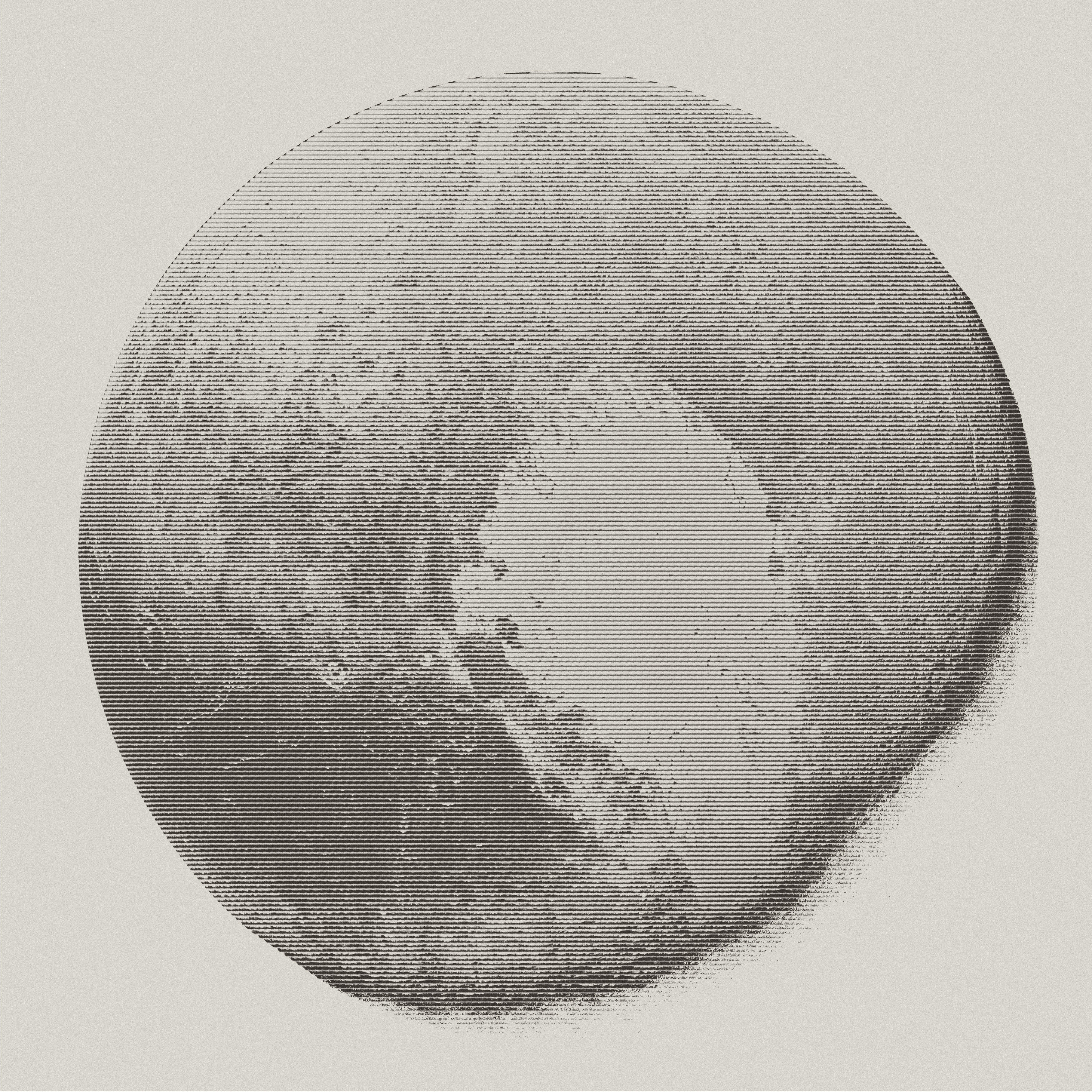 A monochrome image of Pluto. (Image: Sergio Díaz Ruiz)