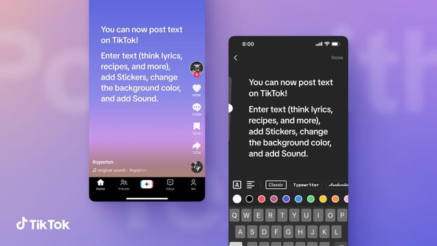 No Need for Twitter—TikTok Users Can Now Make Text Posts