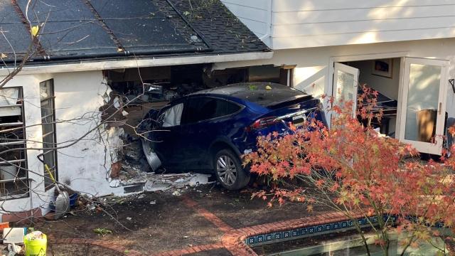 Tesla Briefly Serves as a Plane Before Crashing Into House