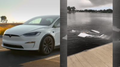 Tesla Model X Briefly Serves as Boat, Becomes a Boat Ramp Champ Legend