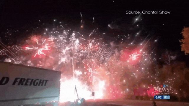 Fireworks Truck Crash Produces Fiery Light Show