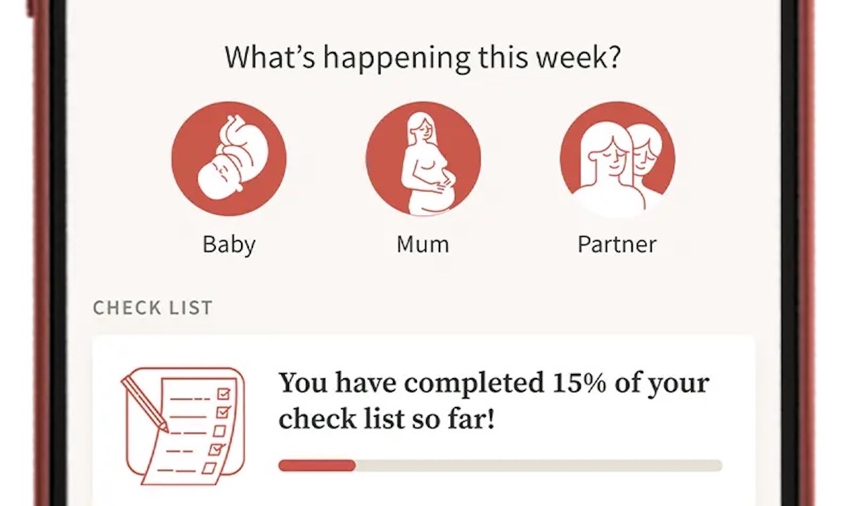 Screenshot on the Preglife pregnancy tracker