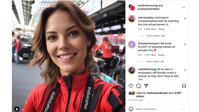 Race Team Would Rather Create a Fake AI Woman Rather Than Hire a Real One
