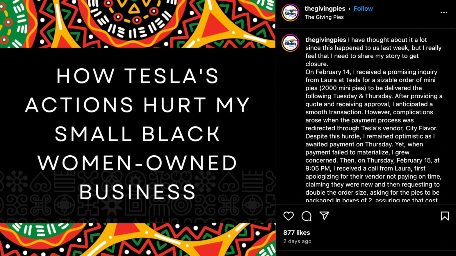 Tesla Stiffs Black-Owned Bakery On $US16,000 Black History Month Order