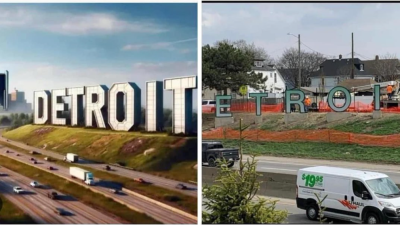 Detroiters Angry Over $400,000 ‘Hollywood’ Style Freeway Sign After Being Tricked by AI-Generated Image