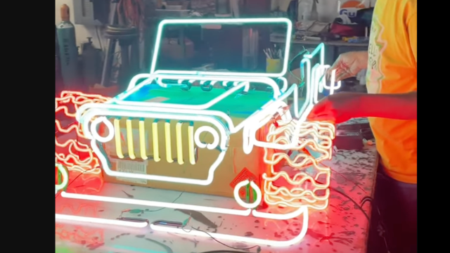 This Guy Building A Jeep Out Of Neon Light Is From The Good Part Of YouTube