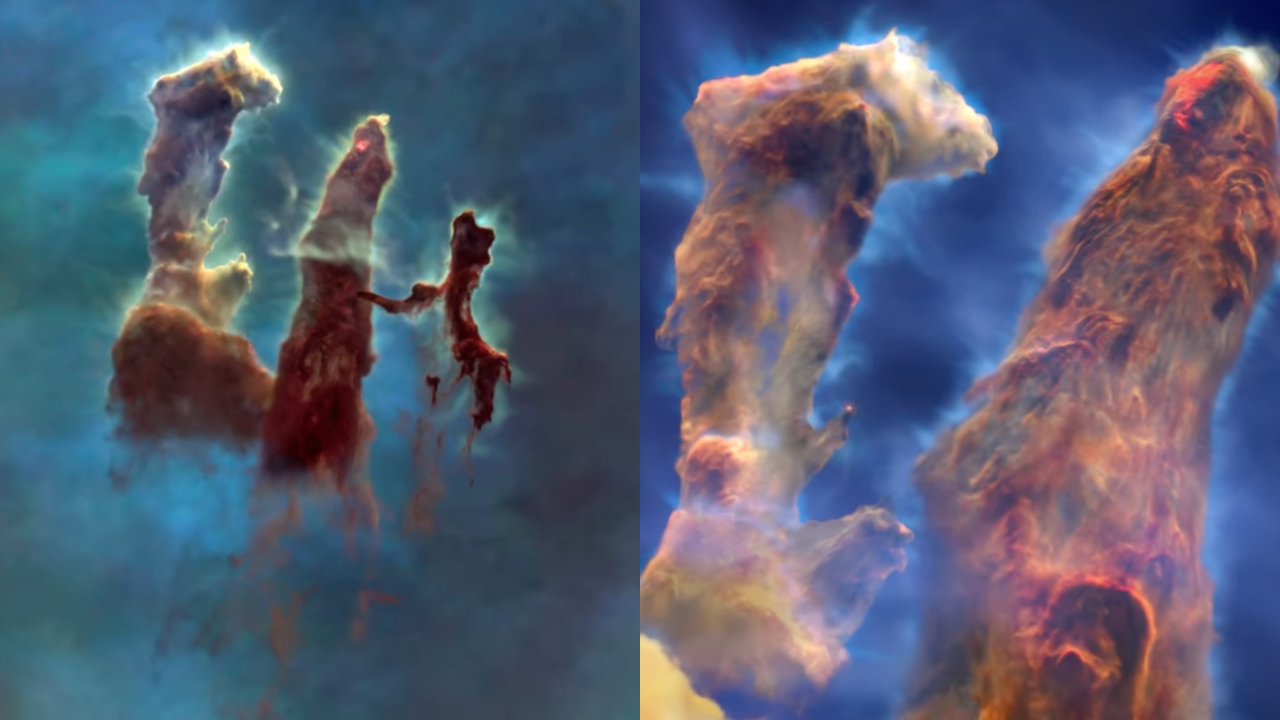 NASA’nın çarpıcı görselleştirmesi sizi yaratılışın ikonik sütunları arasında bir yolculuğa çıkarıyor